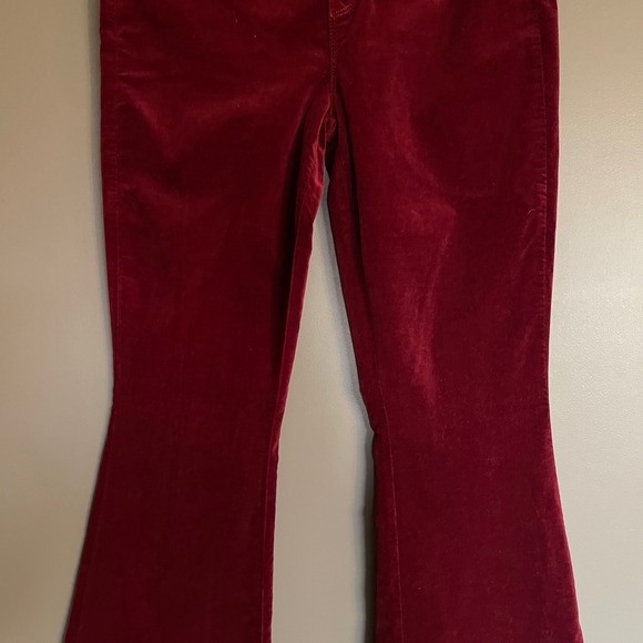 L'AGENCE Marty Velvet Flare Pants Sz 29 High Rise Burgundy Red Chic French Sexy - Picture 5 of 16